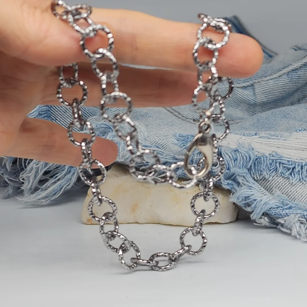 ❤️ ZARA Chain Trendy Large Link chain Vintage Silver NECKLACE  Textured Cain